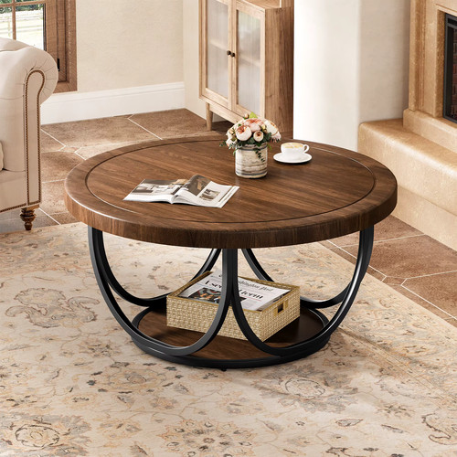 Round coffee table - coffee,