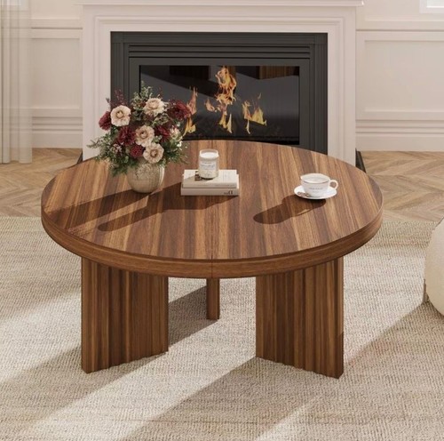 Round coffee table - fluted, legs