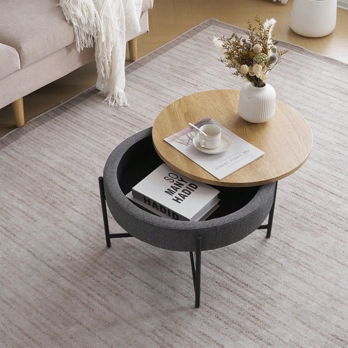 Walnut round coffee table - coffee,